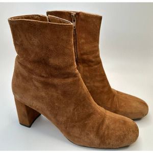 Maryam Nassir Zadeh Agnes Auburn Suede Zip Up Ankle Boots Size 39.5 EU EUC